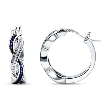 Twisted Infinity Huggie Hoop Earrings Simulated Blue Sapphire 925 Sterling Silver Wholesale